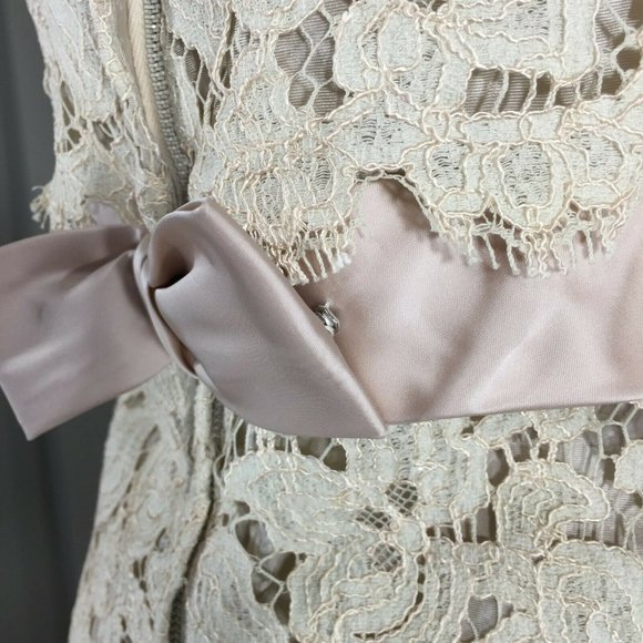 Vintage 60s Lace Sleeveless Tiered Shift Palm Royal Woman Young Adult Party - Picture 6 of 9